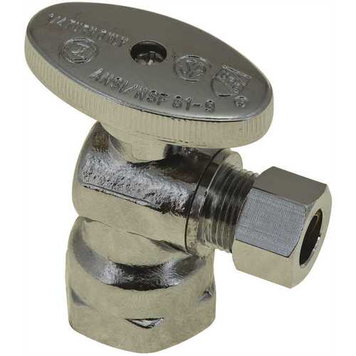 1/2 in. IPS x 3/8 in. Quarter Turn Angle Stop, Compression, Lead Free