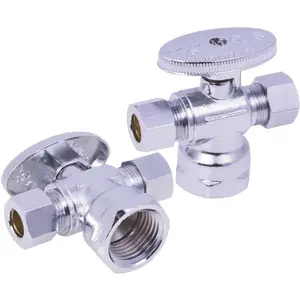 Durapro NLT1331DRF 1/2 in. IPS x 3/8 in. Compression x 3/8 in. Compression Lead Free Quarter Turn Dual Outlet Stop