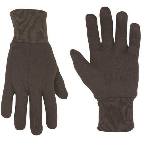 Large 100% Cotton Brown Jersey Gloves - pack of 12