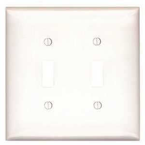 Leviton PJ2-W White 2-Gang Toggle Wall Plate