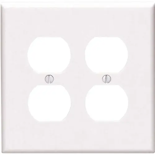 Mid-Way 2-Gang Thermoplastic Nylon Outlet Wall Plate, White