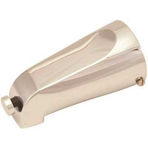 5-1/8 in. PVD Satin Nickel Slip-On Bathtub Spout with Front Diverter and Top Shower Adapter