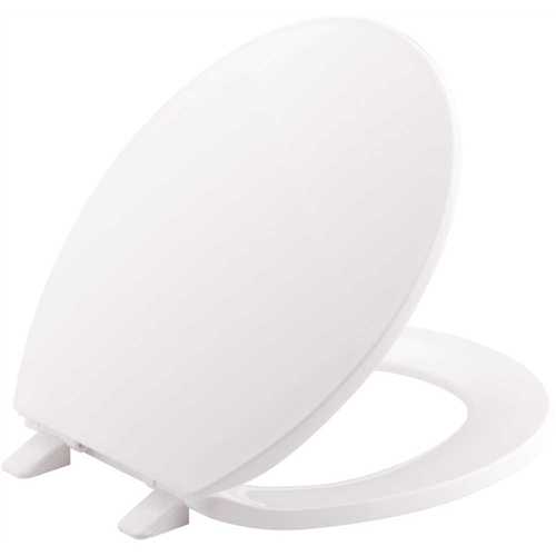 Brevia Round Closed Front Toilet Seat with Quick-Release Hinges in White