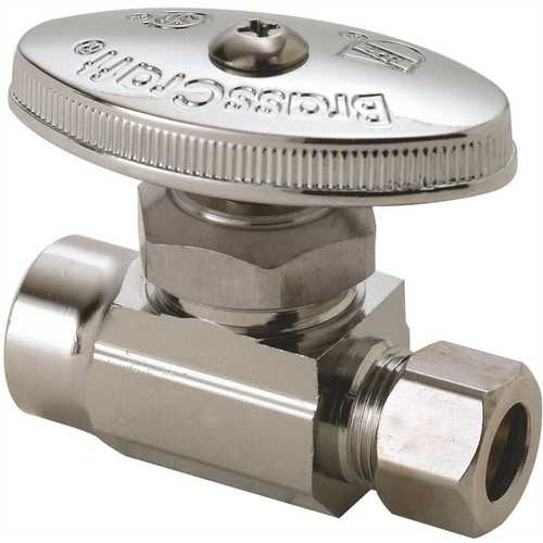 BrassCraft R14X C 1/2 in Nominal Sweat Inlet x 3/8 in. O.D. Compression Outlet Brass Multi-Turn Straight Valve in Chrome