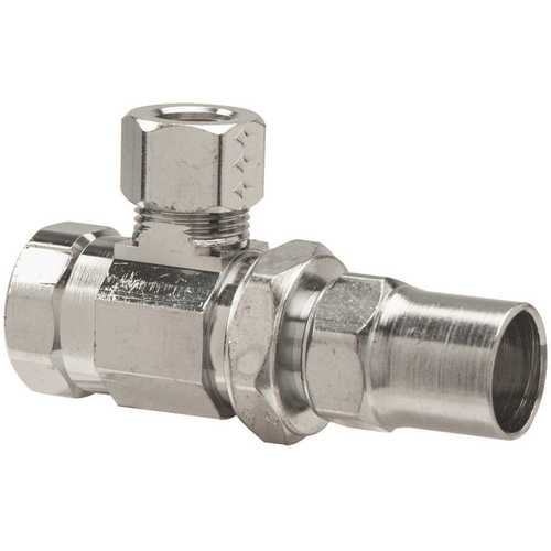 BrassCraft STR15X C 3/8 in. FIP Inlet x 3/8 in. Comp Outlet Brass Multi-Turn Angle Stop with Lockshield and Stuffing Box