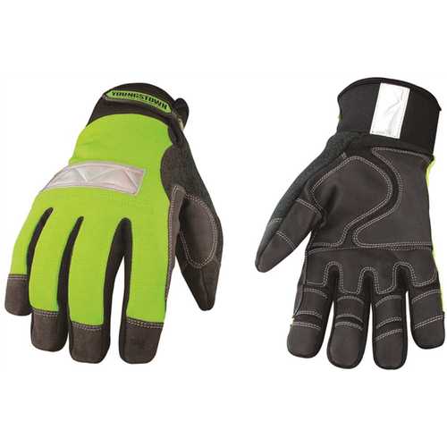 YOUNGSTOWN GLOVE COMPANY 08-3710-10-L Large Safety Lime Waterproof Winter Gloves