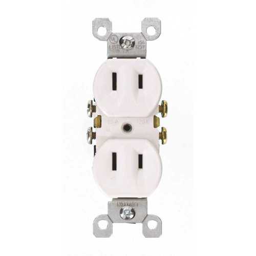 15 amp 2 wire duplex outlet white