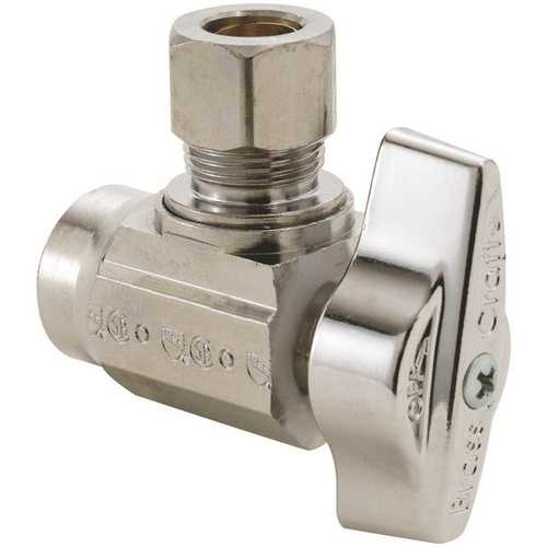 BrassCraft KTR19X C 1/2 in. Nominal Sweat Inlet x 3/8 in. O.D. Compression Outlet Brass 1/4-Turn Angle Ball Stop in Chrome