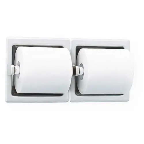 Recessed Dual Roll Toilet Tissue Holder in Satin