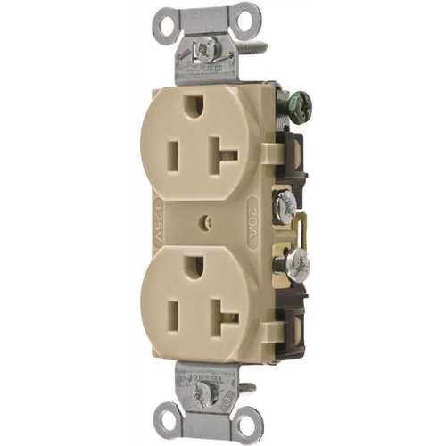 HUBBELL WIRING CR20I GRADE DUPLEX RECEPTACLE, 20 AMP, IVORY