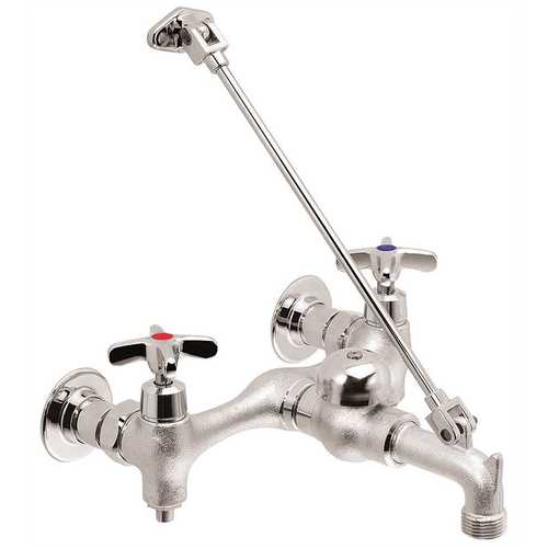 Commander Service Sink Faucet with Cross Handles in Rough Chrome