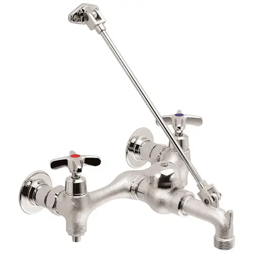 Commander Service Sink Faucet with Cross Handles in Rough Chrome