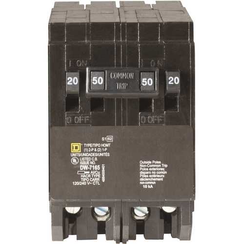 Homeline 2-20 Amp Single-Pole 1-50 Amp 2-Pole Quad Tandem Circuit Breaker