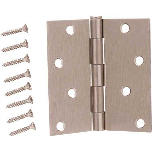 4 in. Satin Nickel Square Corner Door Hinge