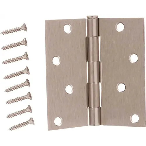 Everbilt 14986 4 in. Satin Nickel Square Corner Door Hinge