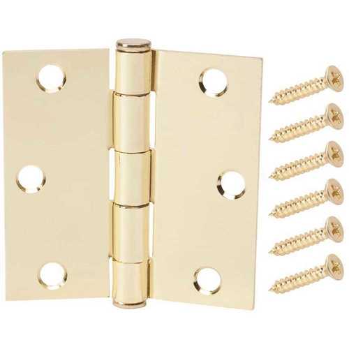 3 in. Satin Brass Square Corner Door Hinge