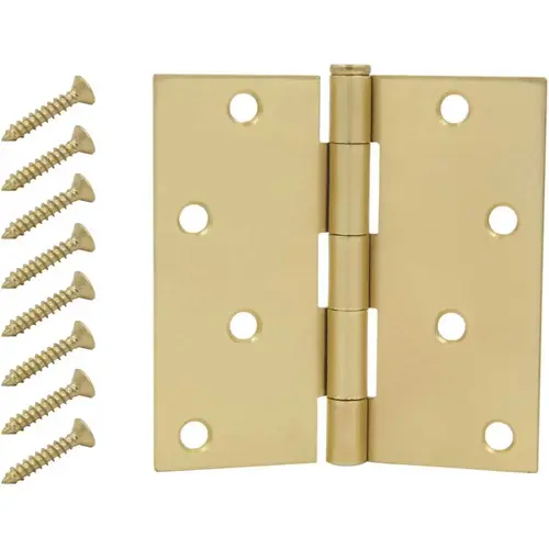 4 in. Satin Brass Square Corner Door Hinge