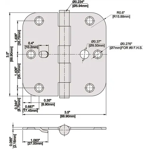 3-1/2 in. Bright Brass 5/8 in. Radius Security Door Hinges Value Pack