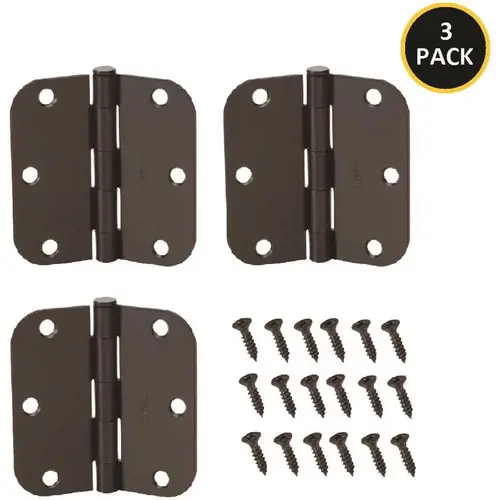 Everbilt 14872 3-1/2 in. Oil-Rubbed Bronze 5/8 in. Radius Security Door Hinges Value Pack