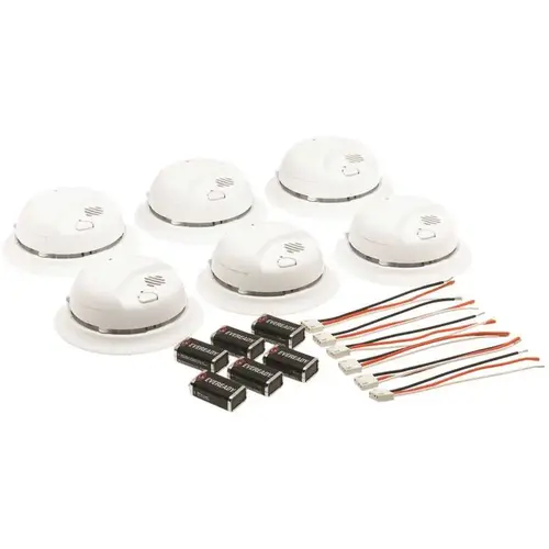 BRK Brands 9120B6CP 120-Volt Hardwire Ionization Sensor Smoke Alarm with Battery Backup - pack of 6