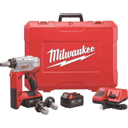 M18 18-Volt Lithium-Ion Cordless 3/8 in. to 1-1/2 in Expansion Tool Kit with 3 Heads, Two 3.0Ah Batteries