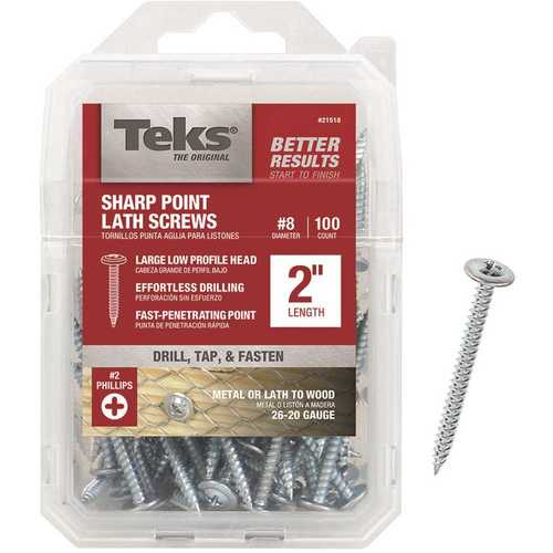 Tek 21518 #8-15 x 2 in. Philips Pan Head Sharp Point Lath Screw - pack of 100