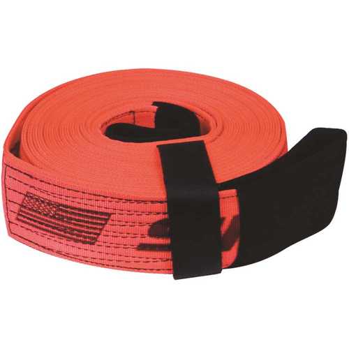 4 in. x 30 ft. x 40,000 lbs. Tow and Lifting Strap with Hook and Loop Storage Fastener in Red