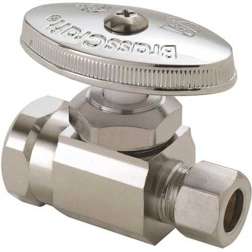 BrassCraft OR12X C 1/2 in. FIP Inlet x 3/8 in. O.D. Compression Outlet Multi-Turn Straight Valve in Chrome