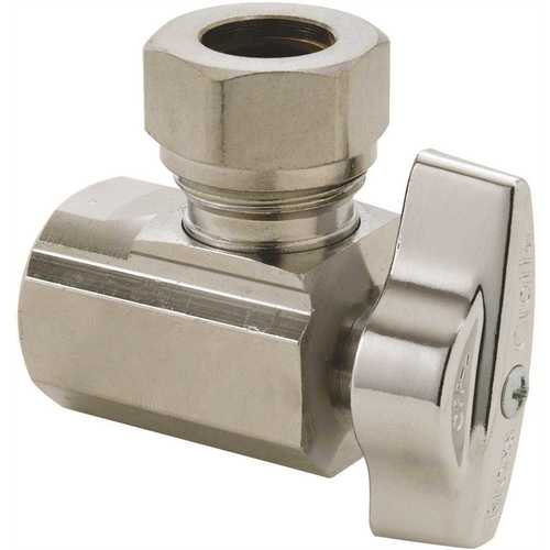 1/2 in. FIP Inlet x 7/16 in. & 1 /2 in. OD Slip-Joint Outlet 1/4-Turn Angle Ball Stop Chrome