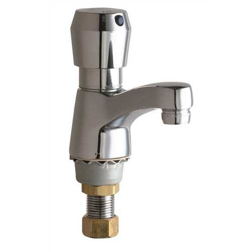 Chicago Faucets 333-665PSHVPAABCP Deck Mounted, Single Hole, 1-Handle, Single Supply Metering Bathroom Faucet with Chrome Plate Finish