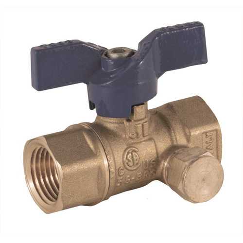 JOMAR INTERNATIONAL 102-303 Gas Ball Valve with Threaded Connection and Side Tap, FIP x FIP, 1/2 in