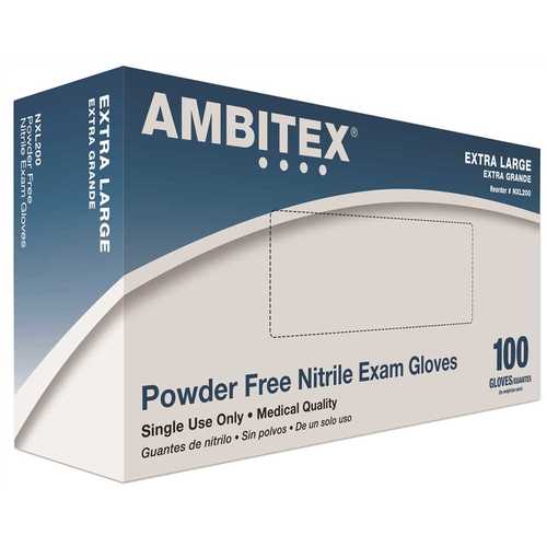 Ambitex NXL200BLK X-Large Black Nitrile Powder-Free Gloves (10--Pack)