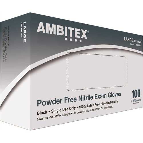 Ambitex NSM200BLK Powder-Free Nitrile Small Black Exam Gloves - pack of 100