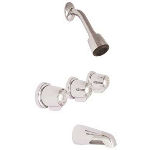 Gerber G004713083 Classics Fluted 2-Handle Wall Mounted Tub and Shower Trim Kit in Chrome [Valve Not Included]