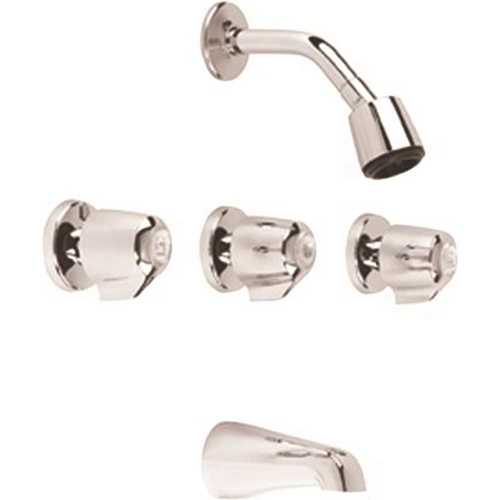 Gerber Plumbing G0048030 Classics 3-Handle Wall Hung 1-Spray Tub and Shower Faucet in Chrome [Valve Not Included]