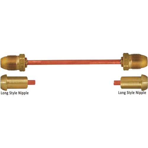 Copper Pigtail, POL x POL, Long Nipple, 1/4 in. Tubing Size, 48 in. L, 1-1/8 in. HEX