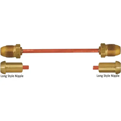 MEC ME1660-48 Copper Pigtail, POL x POL, Long Nipple, 1/4 in. Tubing Size, 48 in. L, 1-1/8 in. HEX