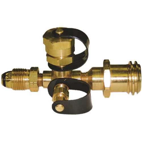 Camping Tee Excess Flow Pol x 1 in. -20 Male with Cap Female Pol 1/4 in. Male