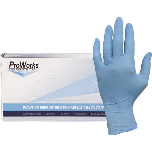 HOSPECO GL-N106FM Powder-Free Nitrile Exam Gloves, Medium, Blue, 5 mil - pack of 100