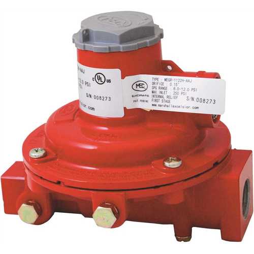 Excela-Flo MEGR-1122H-AAJ Compact First Stage 1/4 in. FNTP Inlet x 1/2 in. FNTP Outlet - 10 psi Outlet