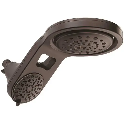HydroRain Two-in-One 5-Spray 7.9 in. Double Wall Mount Fixed Shower Head in Venetian Bronze