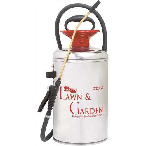 Lawn & Garden Series Compression Sprayer, 2 gal Tank, Stainless Steel Tank, 42 in L Hose