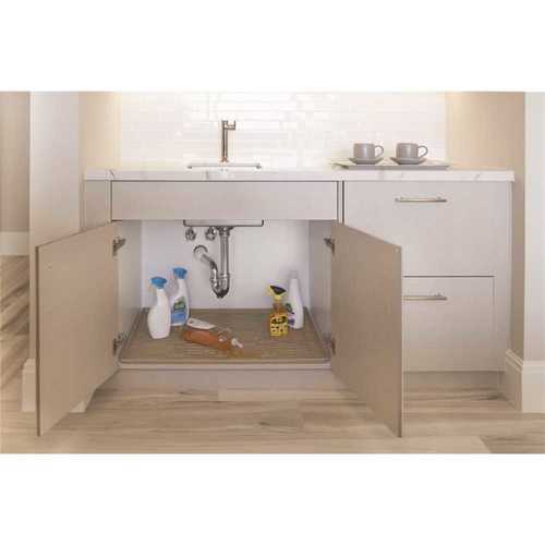31 in. x 22 in. Beige Kitchen Depth Under Sink Cabinet Mat Drip Tray Shelf Liner
