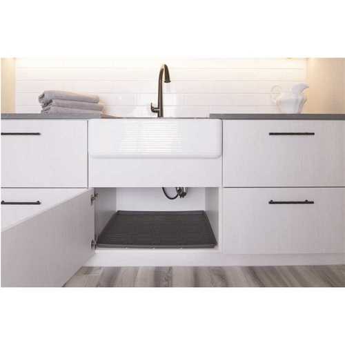 37 in. x 22 in. Grey Kitchen Depth Under Sink Cabinet Mat Drip Tray Shelf Liner