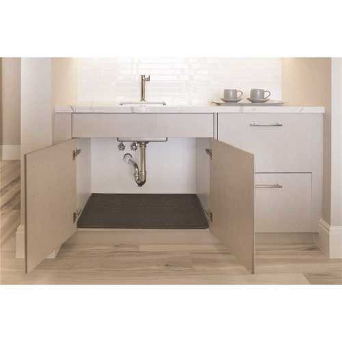 31 in. x 22 in. Grey Kitchen Depth Under Sink Cabinet Mat Drip Tray Shelf Liner