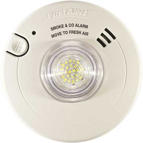Hardwired 120 VAC Smoke and Carbon Monoxide Alarm with LED Strobe and 10-Year Sealed Battery Backup