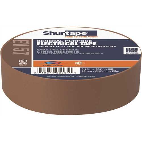 EV 57 General Purpose Electrical Tape, UL Listed, BROWN, 7 mils, 3/4 in. x 66 ft. []