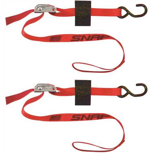 4 ft. x 1 in. S-Hook Cam Strap with Hook and Loop Storage Fastener in Red