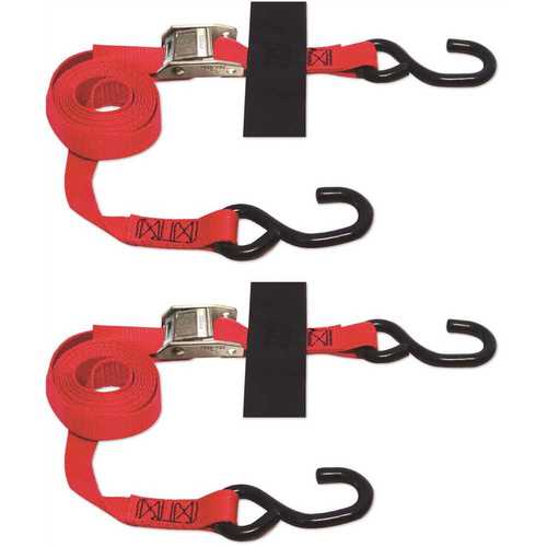 SNAP-LOC SLTHS108CR2 8 ft. x 1 in. S-Hook Cam Strap with Hook and Loop Storage Fastener in Red