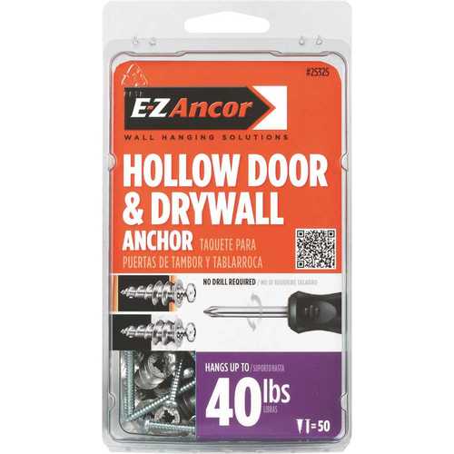E-Z Ancor 25325 1 in. Hollow Door and Drywall Anchors - pack of 50